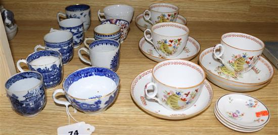 Various 18th century cups and saucers
